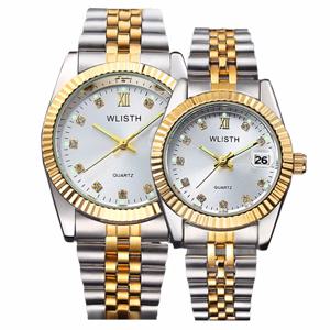 남성 패션 시계 골드 스테인레스 스틸 손목 시계, 달력 날짜 시계, WLISTH 브랜드 럭셔리 여성 방수 시계, 고품질