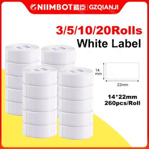 Niimbot 흰색 스티커 라벨 용지, 공식 용지 롤, 프린터 메이커 기계 USE 인쇄용, D11, D101, 14x22mm, 260PCs 5/10/15 세트