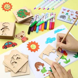 몬테소리 어린이 그림 장난감, 나무 DIY 그림 스텐실 템플릿 공예 장난감, 퍼즐 교육 장난감, 어린이 선물, 20 개