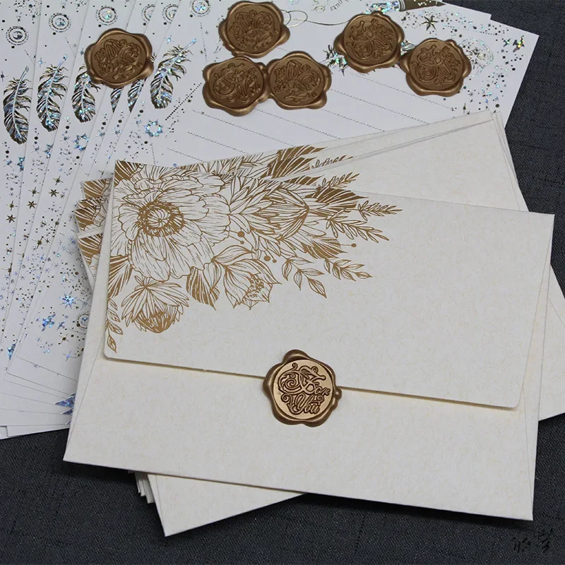 빈티지 브론징 봉투, 유럽 DIY 결혼식 파티 초대장 카드 커버, 한국 문구 편지 패드, 사무실 봉투, 5 개