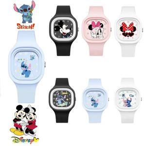 디즈니 애니메이션 미니 어린이 시계, 카와이 스티치 미키 마우스 실리콘 스포츠 시계, 만화 릴로 및 스티치 액세서리, 어린이 시계