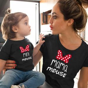 엄마 키즈 티셔츠 MAMA & MINI 엄마와 딸 매칭 옷 여자 아기 옷 패션 코튼 가족 반소매 티셔츠