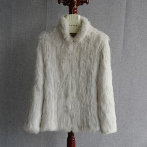 여성용 진짜 토끼 모피 니트 코트, 캐주얼 긴팔, 진짜 모피 재킷, 따뜻한 두꺼운 외투, 겨울