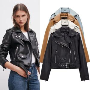 ETJ 2023 가을 겨울 신상 여성 가죽 재킷 오토바이 지퍼 재킷 동대문 슬림핏 스웨터 여러 색상 옵션