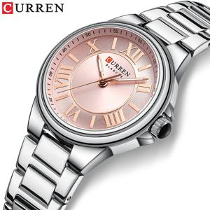 CURREN 여성용 로맨틱 매력 손목 시계, 얇은 쿼츠 시계, 빛나는 손, 스테인레스 스틸 팔찌, 패션 디자인