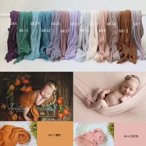 다채로운 시어서커 랩 신생아 면 거즈 아기 배넷저고리 담요, 부드러운 유아 사진 소품, 스튜디오 바구니 사진 소품