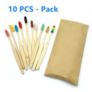 10pc 에코 친화적 인 대나무 칫솔 부드러운 Bristles 생분해 성 플라스틱 무료 구강 케어 성인 칫솔 대나무 손잡이 브러쉬