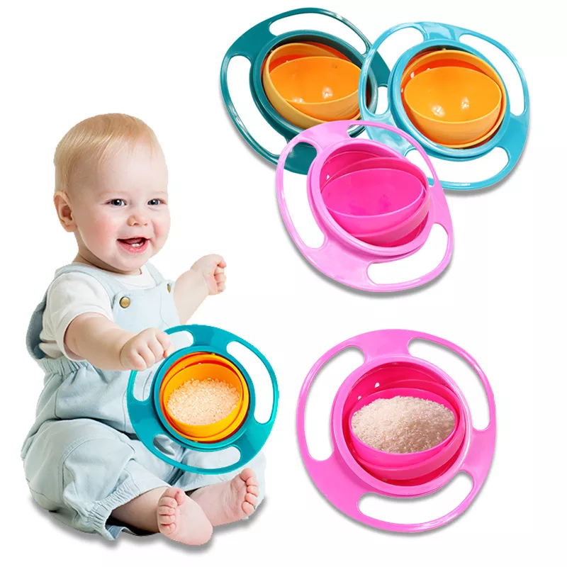 범용 아기 수유 그릇 자이로 볼, 실용적인 디자인, 어린이 회전 밸런스 노벨티 자이로 우산, 360 회전, 유출 방지 솔로