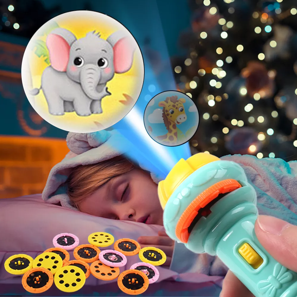 귀여운 만화 창의력 장난감 토치 램프, 손전등 프로젝터, 토치 램프 장난감, 아기 수면 이야기 책