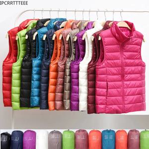 여성용 초경량 다운 조끼, 슬림 민소매 재킷, 휴대용 소녀 경량 방풍 조끼, 2023 신제품