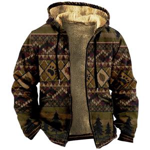 남성용 겨울 파카, 빈티지 유화 인쇄, 따뜻한 재킷, 두꺼운 의류, 스트리트웨어