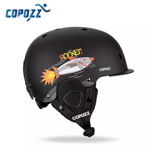 COPOZZ-일체형 만화 어린이 스키 헬멧, 야외 스포츠 보호 스노우보드 헬멧, 여성 스키 장비