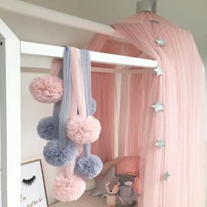 DIY 어린이 방 장식 핑크 침대 커튼 원사 장식 공 패턴, 아기 침실 벽에 거는 아기 침실 장식