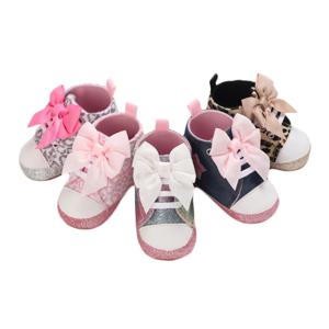 Lioraitiin-신생아 남아 여아 신발, 0-12M, 레오파드/스타 프린트, 나비 매듭 워킹, 소프트 밑창, 첫 번째 워커 신발