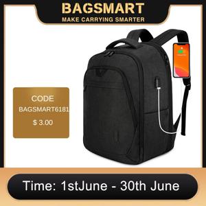 BAGSMART 남녀공용 도난 방지 배낭, 대형 방수 학교 가방, 여행 비즈니스 노트북 백팩, USB 충전 포트 포함