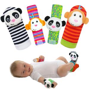 아기 딸랑이 장난감, 귀여운 박제 동물 손목 딸랑이 발 파인더 양말, 0 ~ 24 개월, 신생아, 유아, 아기, 남아, 여아, 비비 선물