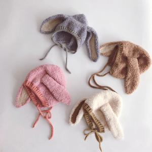 2023 겨울 봉제 토끼 모자, 두껍고 따뜻한 어린이 비니 모자, 한국 스타일, 부드러운 아기 보닛 모자, 여아 남아, 3-36M
