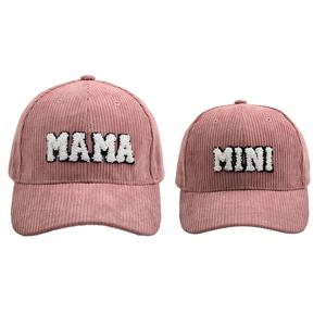 엄마와 나 야구 모자, 엄마 딸 아들 매칭 모자, 성인 어린이 문자 인쇄, 엄마 미니 코듀로이 모자