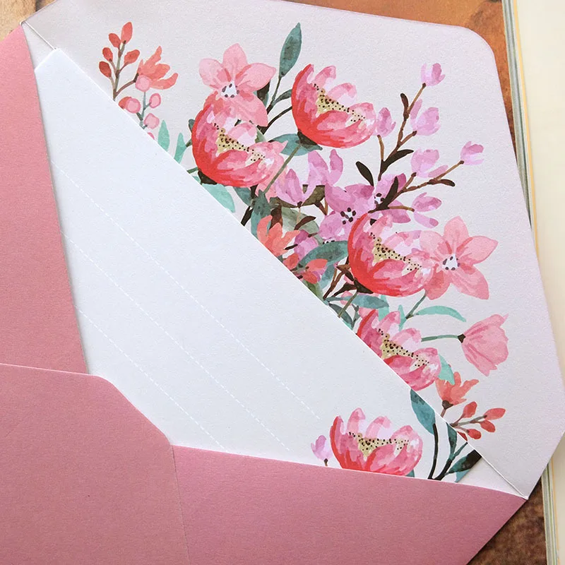 귀여운 꽃 봉투 편지 패드 세트, DIY 웨딩 파티 초대장 카드 커버, 귀여운 문구류, 귀여운 사무용품, 2 개, 6 개