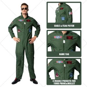 탑건 영화 코스프레 미국 공군 유니폼, 할로윈 의상, 성인 육군 녹색 군사 조종사 점프슈트, 우주 비행사