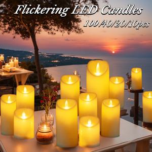 불꽃 없는 LED 양초 배터리 깜박이는 촛불, 웨딩 콘서트 양초, 티라이트 크리스마스 발렌타인 테이블 장식, 100-10 개