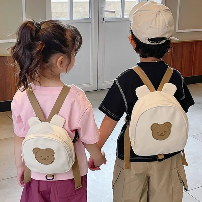 한국 어린이 배낭 라운드 카와이 어린이 핸드백, 유치원 소년 책가방, 만화 곰 토끼 유아 가방