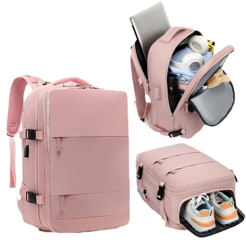 대용량 다기능 여성 여행 베낭가방 가방, USB 충전 학교 가방, 여성 수하물 경량 백팩