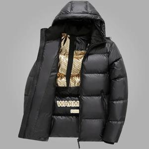 남성용 따뜻한 후드 코튼 패딩 재킷, 블랙 골드, 아웃웨어, 럭셔리 브랜드 코트, 느슨한 두꺼운 파카, 패션 2023 겨울