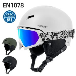 BATFOX 남녀공용 스키 헬멧, 하프 커버 스키 스노우보드, 겨울 스포츠 헬멧, 스노우 스케이팅, 일체형 성형 헬멧