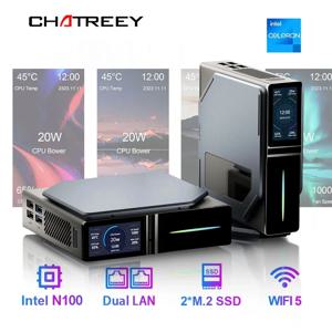 Chatreey S1 미니 PC 인텔 알더 레이크 N95 N100, 윈도우 11, 초소형 포켓 컴퓨터, 듀얼 SSD, 2xHD 2.0, 4K, 60Hz RGB