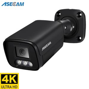 CCTV 카메라 4K 8MP ASECAM 오디오 야외 POE H.265 Onvif, 금속 블랙, 4MP 인간 감지
