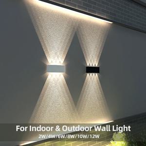 알루미늄 LED 벽 램프, 방수 IP65 야외 정원 조명, 침실 거실 계단 조명용 인테리어 벽 조명, 8W, 12W