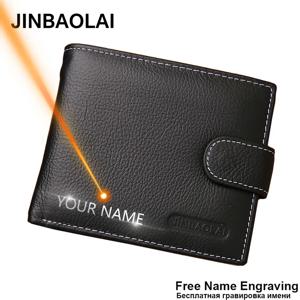 JINBAOLAI 남성용 가죽 지갑, 솔리드 샘플 스타일, 지퍼 지갑, 카드 홀더, 유명 브랜드 품질, 이름 각인