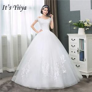 YiiYa 섹시한 보트넥 웨딩 드레스, 심플한 오프 화이트, 저렴한 민소매 웨딩 가운, HS284