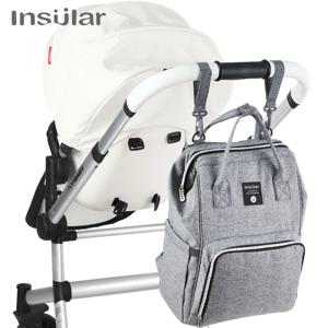 Insular-브랜드 기저귀 배낭 가방, 엄마 대용량 유모차 가방, 엄마 아기 다기능 방수 야외 여행 기저귀 가방