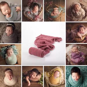 신축성 있는 아기 사진 소품 담요 랩 유기농 면, 부드러운 유아 신생아 사진 랩 천 액세서리, 40*180cm