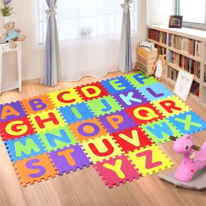 만화 영어 알파벳 패턴 아기 크롤링 매트 퍼즐 장난감, EVA 폼 요가 글자 매트, 학습 장난감, 26 개/세트, 30*30cm