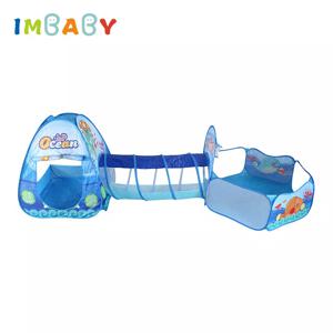 IMBABY-3 인 1 어린이 놀이 틀, 접이식 티피 텐트, 어린이 크롤링 터널, 아기 바다 공 풀 울타리, 아기 놀이터