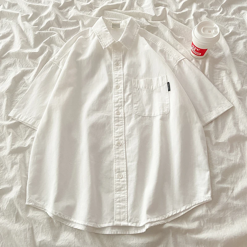 반팔 흰 셔츠 여성 여름 2023 새로운 디자인 감각 틈새 BF 프레피 셔츠 올 매칭 탑 아우터웨어 패션