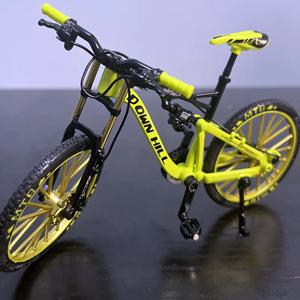 1:10 미니 레트로 합금 노란색 자전거 다이캐스트 모델, 금속 자전거 시뮬레이션 컬렉션, 성인 장난감 선물