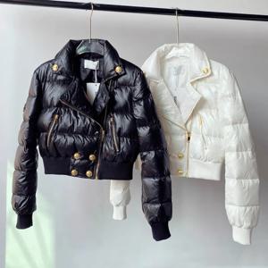 여성용 블랙 짧은 파카, 초경량 따뜻한 코트, 두꺼운 겨울 짧은 재킷, 방풍 방수 따뜻한 외투, 2024 패션