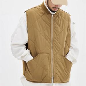 남성용 따뜻한 민소매 재킷, 면 패딩 조끼, 카고 작업복, 마름모 코트, 스트리트웨어, 가을, 겨울