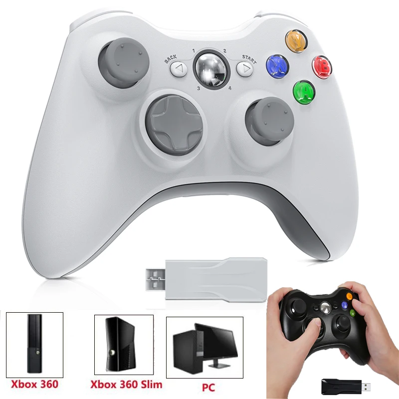 Xbox 360 슬림 엘리트 윈도우 비디오 게임패드, 무선 및 유선 2.4G 게임 컨트롤러, PC 6 축 조이스틱, 듀얼 진동