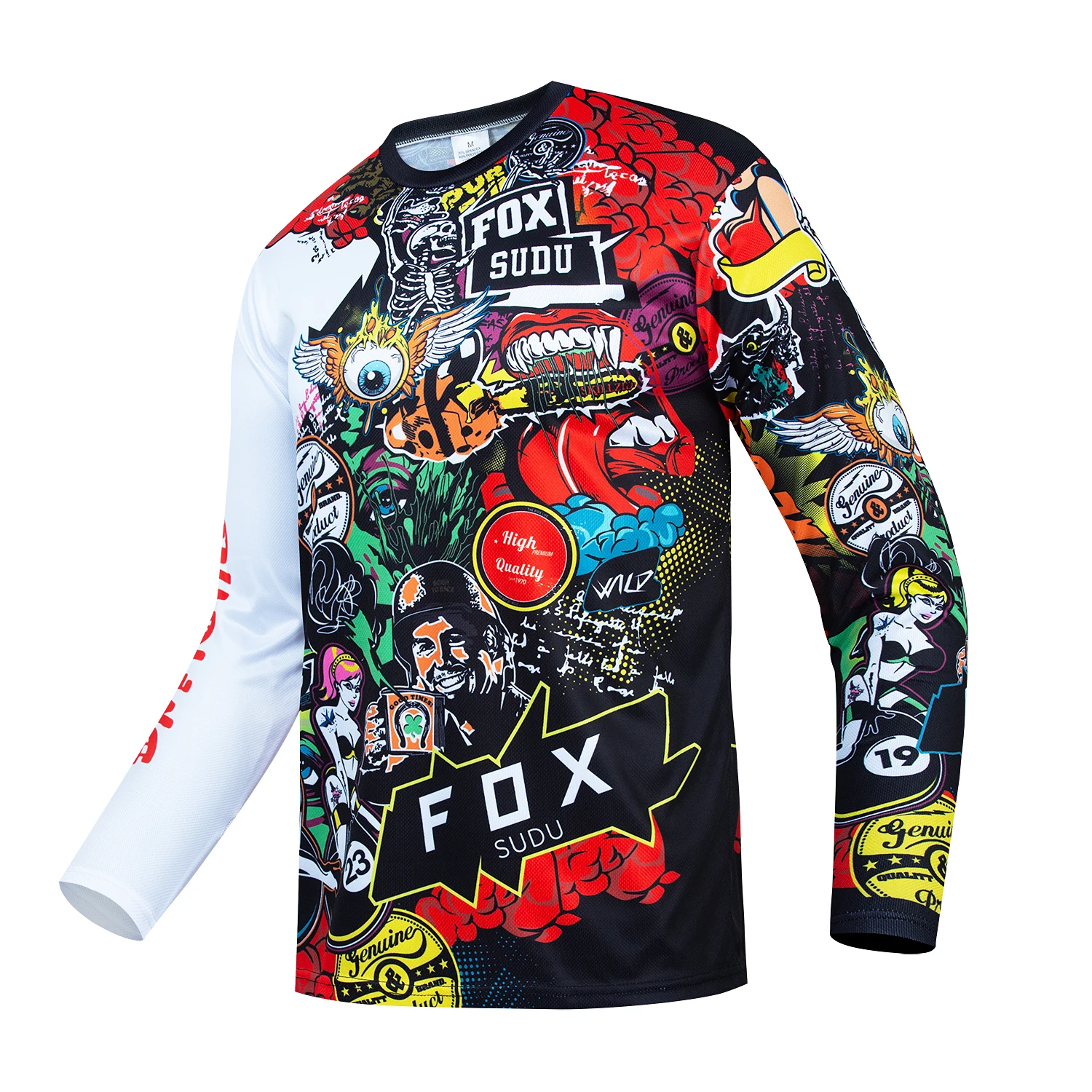 FOX SUDU 남성용 사이클링 티셔츠, 크로스 컨트리 오토바이 산악 자전거, 속도 감소 세트, 긴팔, 빠른 건조 사이클링 세트
