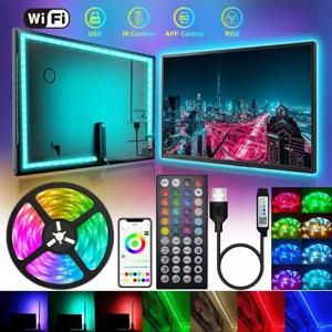 USB LED 방 조명, 스마트 앱 제어, 아이스 스트링 백라이트, 다채로운 어린이 홈 장식, RGB 리본, 5050 5V LED 스트립, 5M