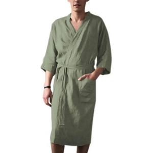 남성용 면 및 린넨 잠옷, 일본 기모노 잠옷, 홈웨어 목욕 찜옷, 용수철 및 여름 가을 신상