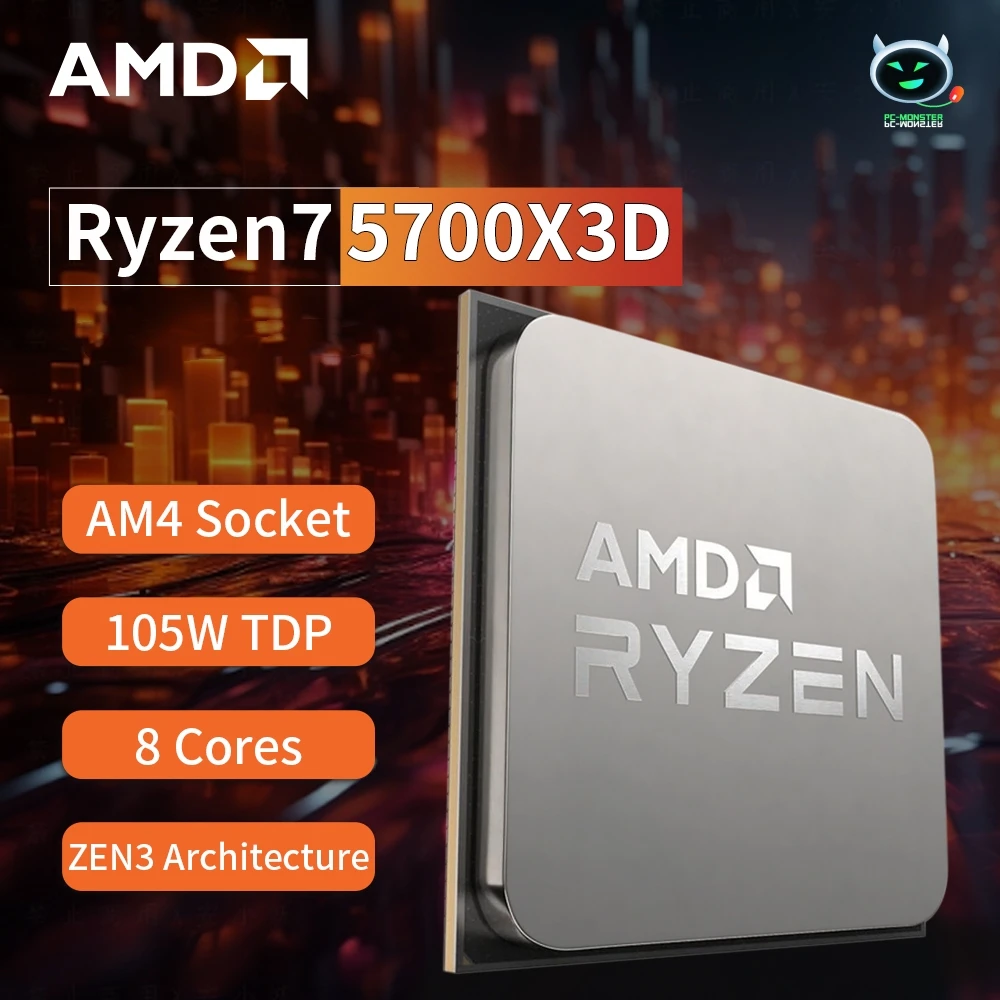 AMD Ryzen 7 5700X3D CPU 게이밍 프로세서, 8 코어 16 스레드, 4.1GHz 7NM 100MB 게임 소켓, AM4 CPU 프로세서 브랜드 2024, 신제품