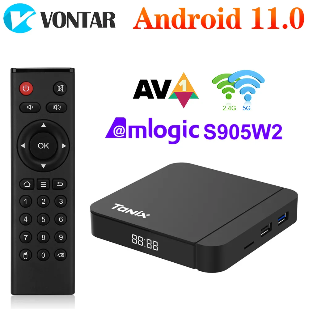 Tanix W2 스마트 TV 박스, 안드로이드 11, Amlogic S905W2, AV1 듀얼 와이파이 미디어 플레이어, TVBOX 셋톱 박스, 32GB, 2GB, 16GB, 4GB, 64GB 지원