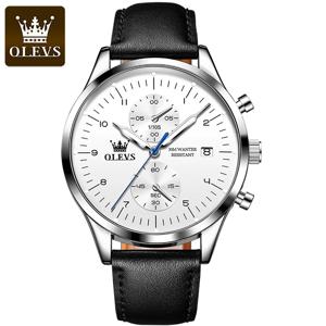 OLEVS-오리지널 브랜드 쿼츠 럭셔리 비즈니스 남성용 시계, 방수 빛나는 날짜 패션 크로노그래프 손목 시계