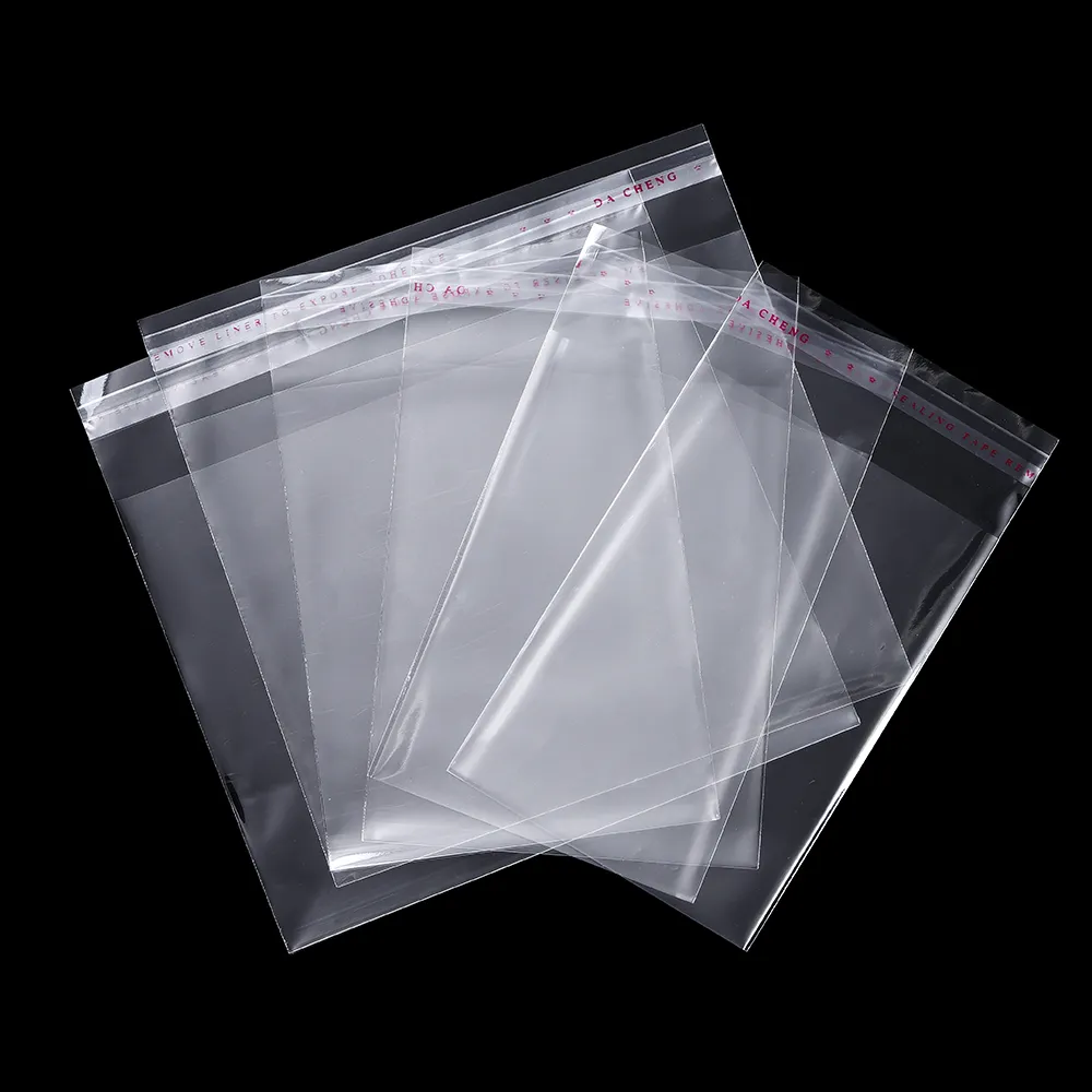 투명 자체 접착 도장 가방, OPP 플라스틱 셀로판 가방, 선물 가방 및 파우치, 보석 포장 가방, 로트당 100 개